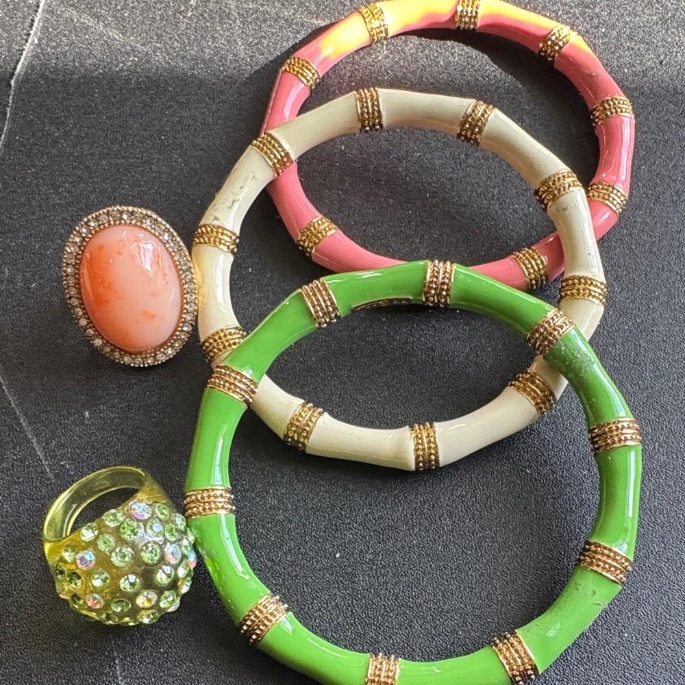 Elegant Multicolor Bangle and Ring Set
